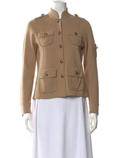 Pre-owned Tory Burch Wool Crew Neck Sweater In Brown