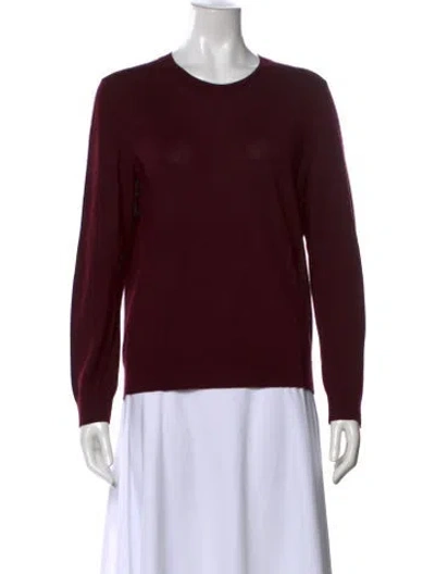 Pre-owned Tory Burch Wool Crew Neck Sweater In Burgundy