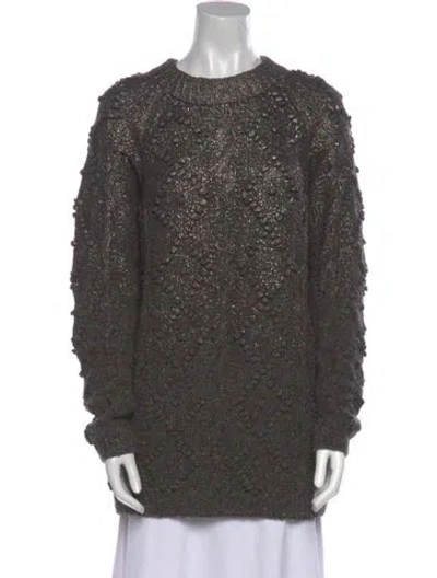 Pre-owned Tory Burch Wool Crew Neck Sweater In Gray