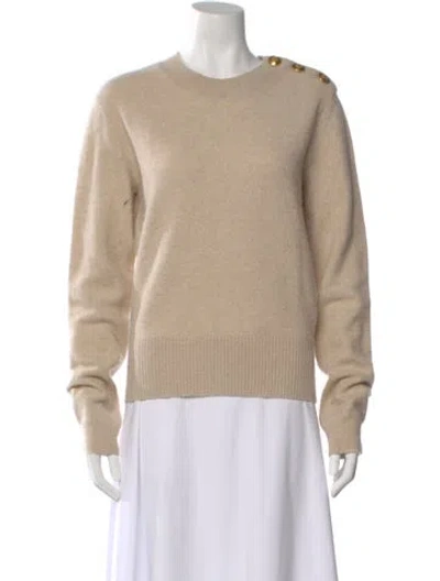 Pre-owned Tory Burch Wool Crew Neck Sweater In Neutral