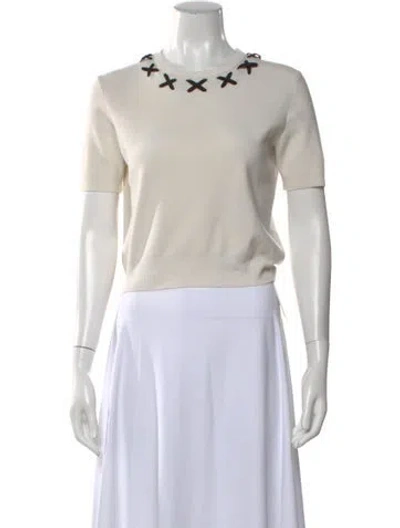 Pre-owned Tory Burch Wool Crew Neck Sweater In Neutral