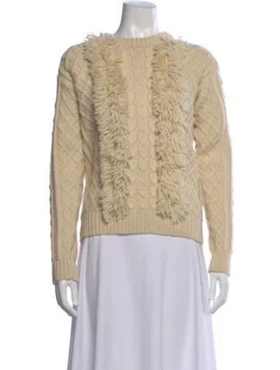 Pre-owned Tory Burch Wool Crew Neck Sweater In Neutral