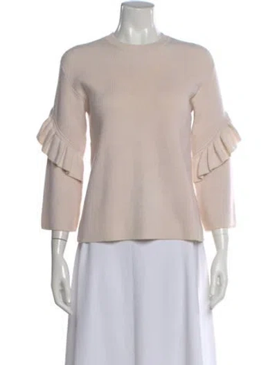 Pre-owned Tory Burch Wool Crew Neck Sweater In Neutral