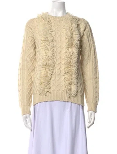 Pre-owned Tory Burch Wool Crew Neck Sweater In Neutrals