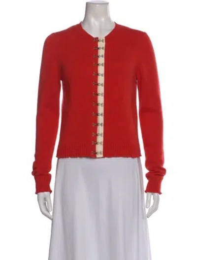 Pre-owned Tory Burch Wool Crew Neck Sweater In Orange
