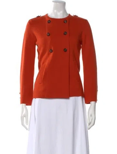 Pre-owned Tory Burch Wool Crew Neck Sweater In Orange