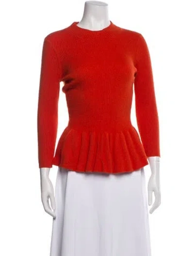 Pre-owned Tory Burch Wool Crew Neck Sweater In Orange