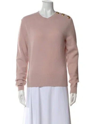 Pre-owned Tory Burch Wool Crew Neck Sweater In Pink