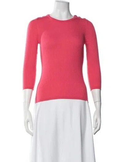 Pre-owned Tory Burch Wool Crew Neck Sweater In Pink