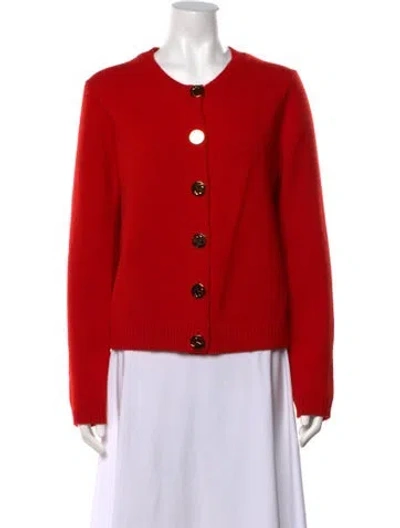 Pre-owned Tory Burch Wool Crew Neck Sweater In Red