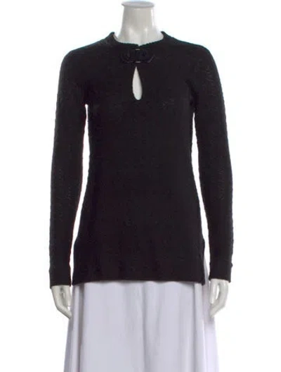 Pre-owned Tory Burch Wool Crew Neck Sweater W/ Tags In Black