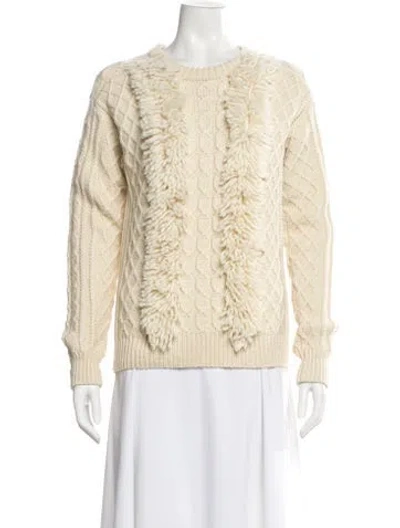 Pre-owned Tory Burch Wool Crew Neck Sweater W/ Tags In Neutral