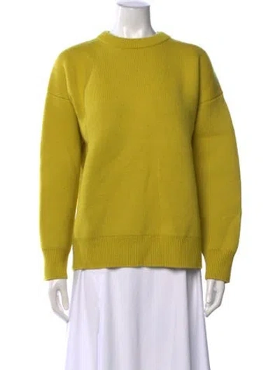 Pre-owned Tory Burch Wool Crew Neck Sweater W/ Tags In Yellow