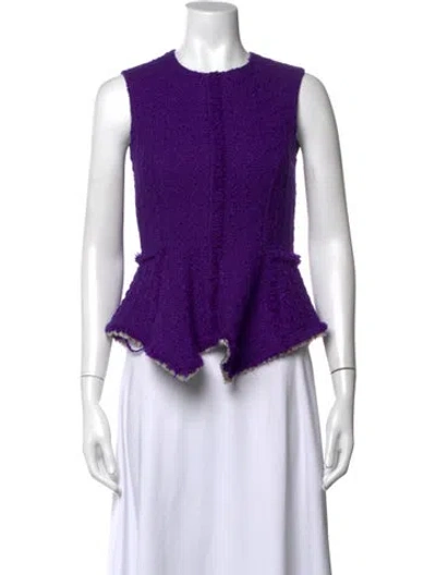 Pre-owned Tory Burch Wool Crew Neck Top In Purple