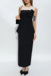 Tory Burch Knotted Front Lace Detail Sheer Panel Dress In Black