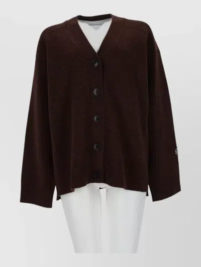 Tory Burch V-neck Button-front Wool Cardigan In Pink
