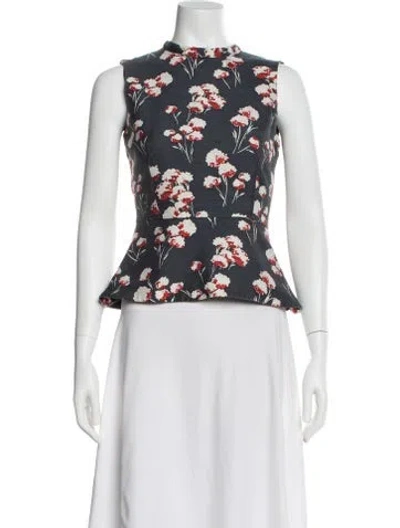 Pre-owned Tory Burch Wool Floral Print Top In Multi