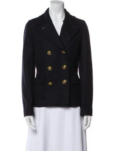 Pre-owned Tory Burch Wool Fur Coat In Blue