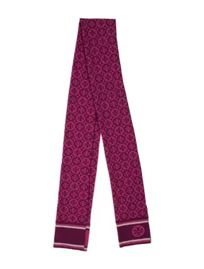 Pre-owned Tory Burch Wool Graphic Print Scarf In Brown