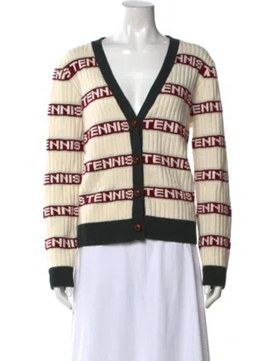 Pre-owned Tory Burch Wool Graphic Print Sweater In Neutral