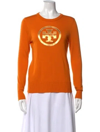 Pre-owned Tory Burch Wool Graphic Print Sweater In Orange