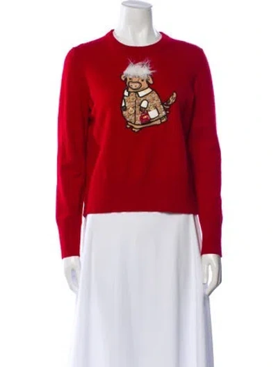 Pre-owned Tory Burch Wool Graphic Print Sweater In Red