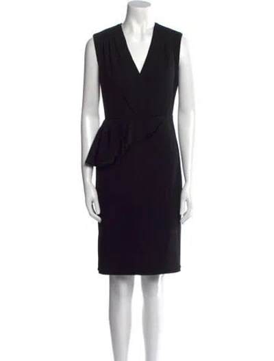Pre-owned Tory Burch Wool Knee-length Dress In Black