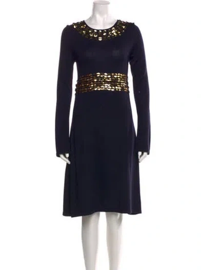 Pre-owned Tory Burch Wool Knee-length Dress In Blue