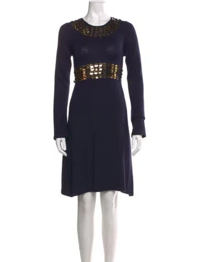 Pre-owned Tory Burch Wool Knee-length Dress In Blue