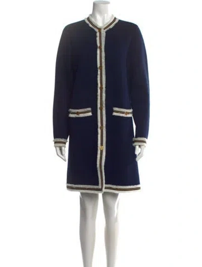 Pre-owned Tory Burch Wool Knee-length Dress In Blue