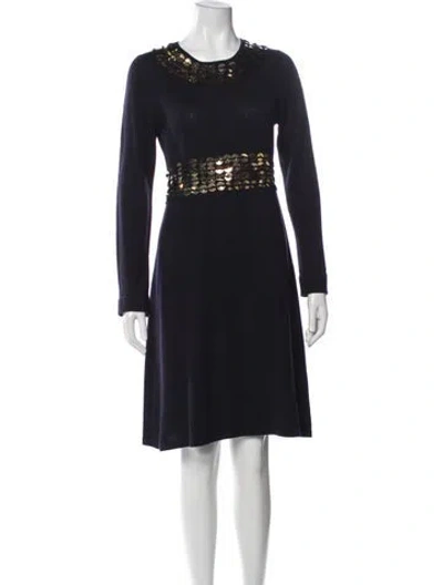 Pre-owned Tory Burch Wool Knee-length Dress In Blue