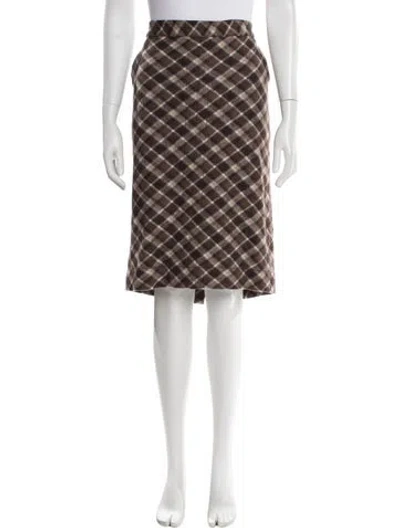 Pre-owned Tory Burch Wool Knee-length Skirt In Brown