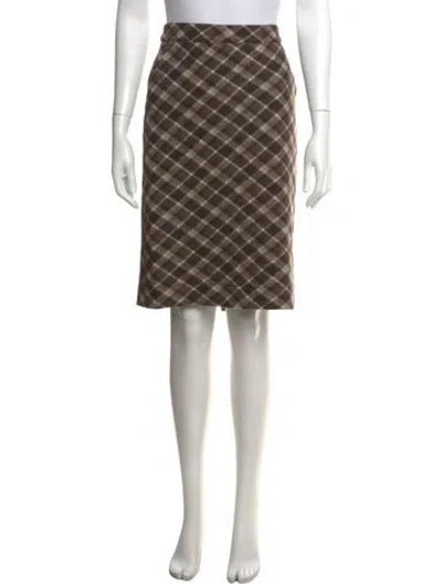 Pre-owned Tory Burch Wool Knee-length Skirt In Brown