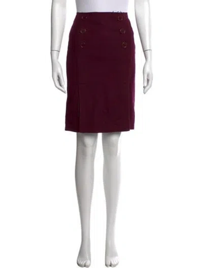 Pre-owned Tory Burch Wool Knee-length Skirt In Burgundy