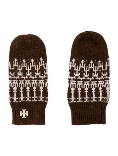Pre-owned Tory Burch Wool Knit Mittens In Multi