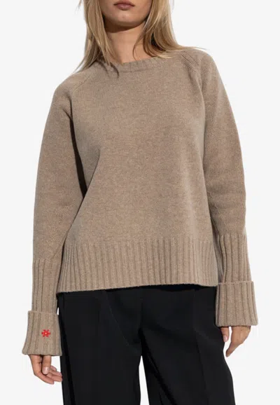 Tory Burch Wool Knit Sweater In Brown