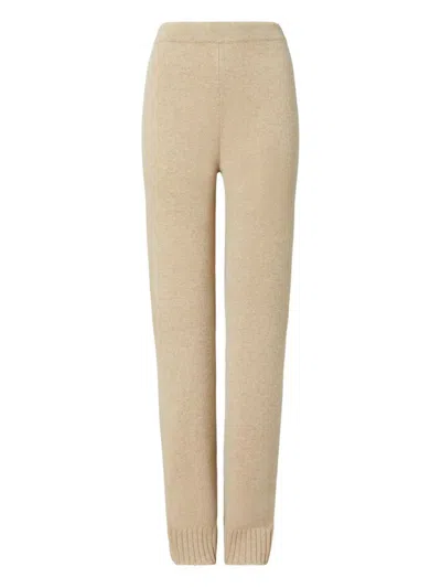Tory Burch Wool Knitted Trousers In Neutral