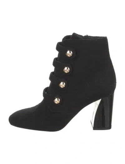 Pre-owned Tory Burch Wool Lace-up Boots In Black