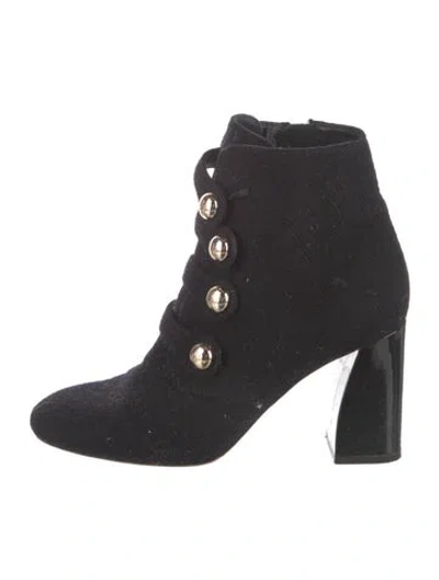 Pre-owned Tory Burch Wool Lace-up Boots In Black