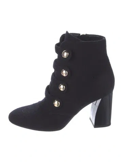 Pre-owned Tory Burch Wool Lace-up Boots In Black