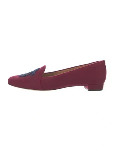 Pre-owned Tory Burch Wool Loafers In Burgundy