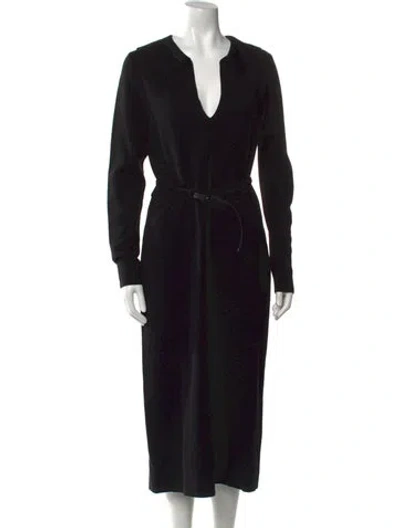Pre-owned Tory Burch Wool Long Dress In Black