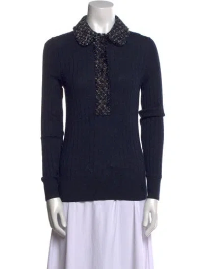 Pre-owned Tory Burch Wool Long Sleeve Polo