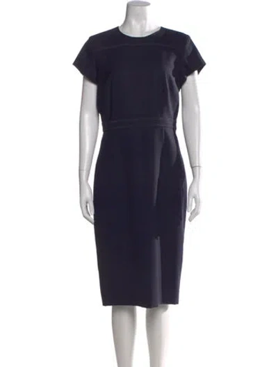 Pre-owned Tory Burch Wool Midi Length Dress In Blue