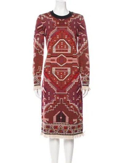 Pre-owned Tory Burch Wool Midi Length Dress In Brown
