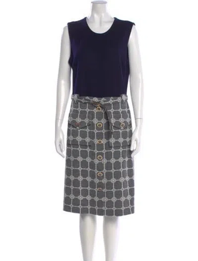 Pre-owned Tory Burch Wool Midi Length Dress In Gray
