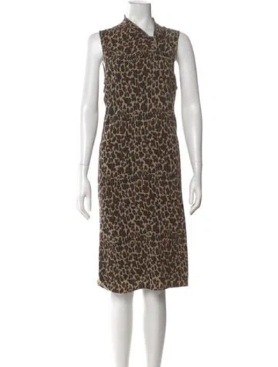 Pre-owned Tory Burch Wool Midi Length Dress In Neutral