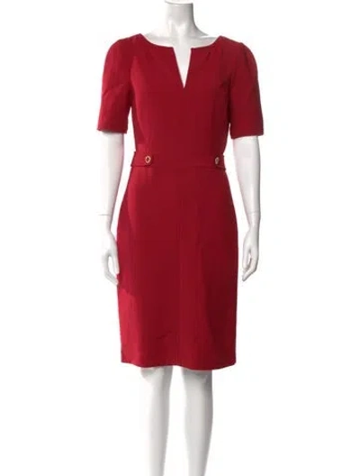 Pre-owned Tory Burch Wool Midi Length Dress In Red