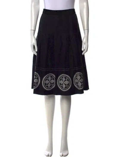 Pre-owned Tory Burch Wool Midi Length Skirt In Black