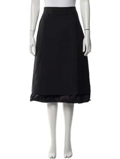 Pre-owned Tory Burch Wool Midi Length Skirt In Black